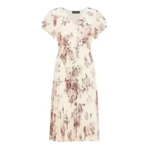 Image of Mela London Ivory Wrap Pleated Midi Dress - Cream