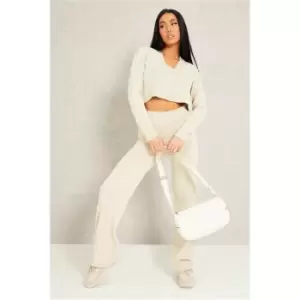 Image of I Saw It First Oatmeal Basic Knitted Cardigan Set - Brown