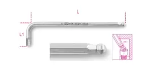 Image of Beta Tools 96BPINOX-AS Stainless Steel Ball Head Offset Hex Key Wrench 3/32"