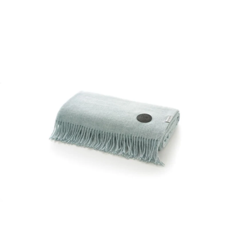 Image of The Lyndon Company Faux Cashmere Warm Soft Yarn Throw Arthington Duckegg Duck Egg Blue