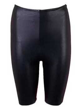 Image of Commando Womens Faux Leather Bike Shorts With Perfect Control In Black