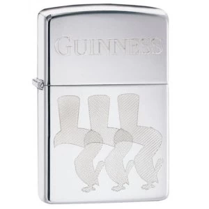 Image of Zippo Guinness Toucans Outline High Polish Chrome Finish Windproof Lighter
