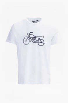 Image of Mens French Connection Motorcycle Embroidered T Shirt White