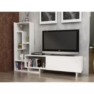 Image of Decorotika Pegai160 Cm Wide Modern TV Stand, TV Unit, TV Cabinet Storage With Shelves And Cabinet - White