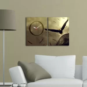 Image of 2P3040CS-158 Multicolor Decorative Canvas Wall Clock (2 Pieces)