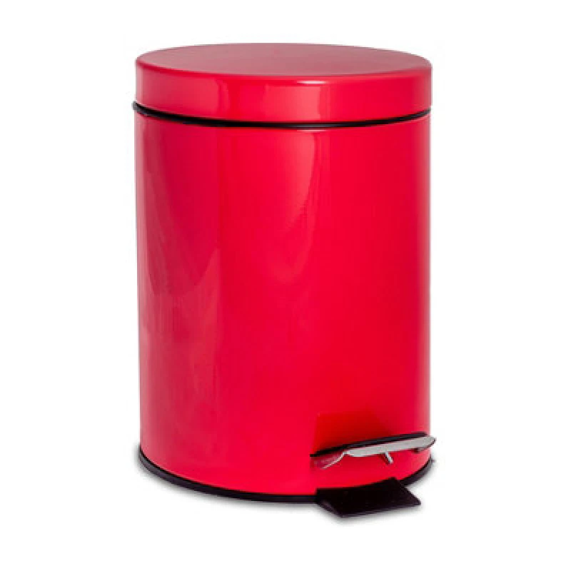 Image of Harbour Housewares Bathroom Pedal Bin - 3L - Red - Round Stainless Steel Slim Rubbish Dustbin Lid And Inner Liner Bucket
