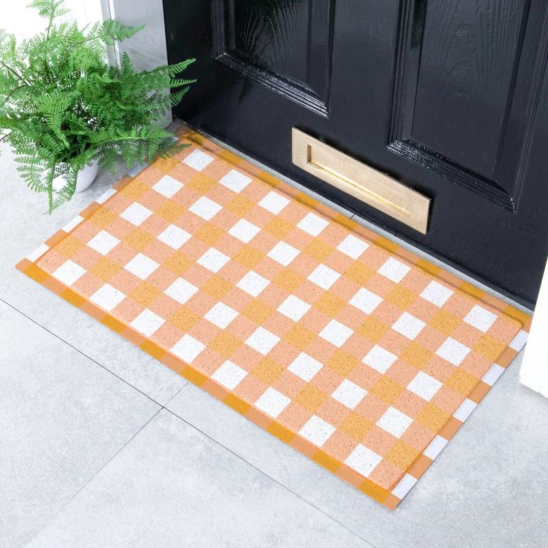 Image of Native Natural Orange Gingham Doormat (70 X 40Cm)