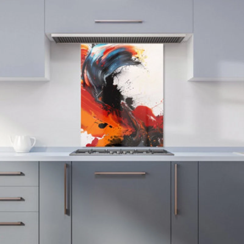 Image of Warren Reed Designer Fiery Waves: Abstract Motion Kitchen Splashback
