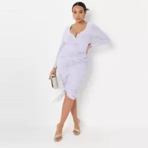Image of Missguided Slinky Ruched Midi Dress - Purple