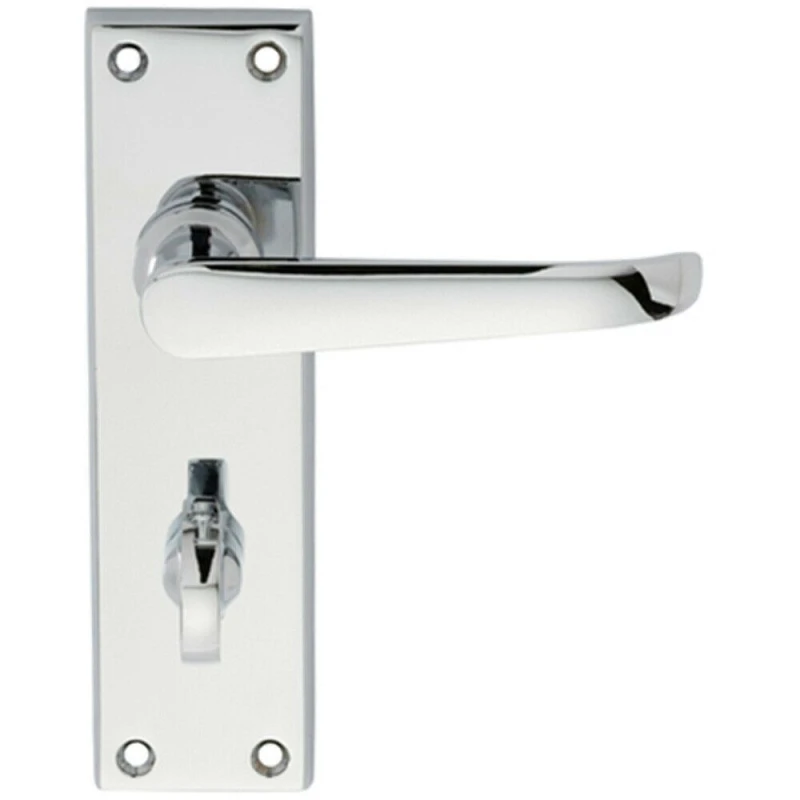 Image of Loops PAIR Straight Victorian Lever on Bathroom Backplate 150 x 42mm Polished Chrome Multi