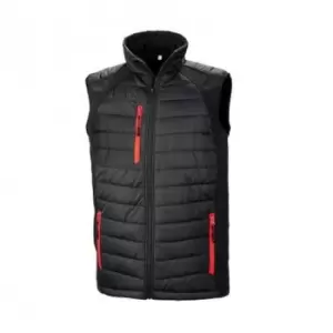 Image of Result Mens Black Compass Padded Soft Shell Gilet (S) (Black/Red)