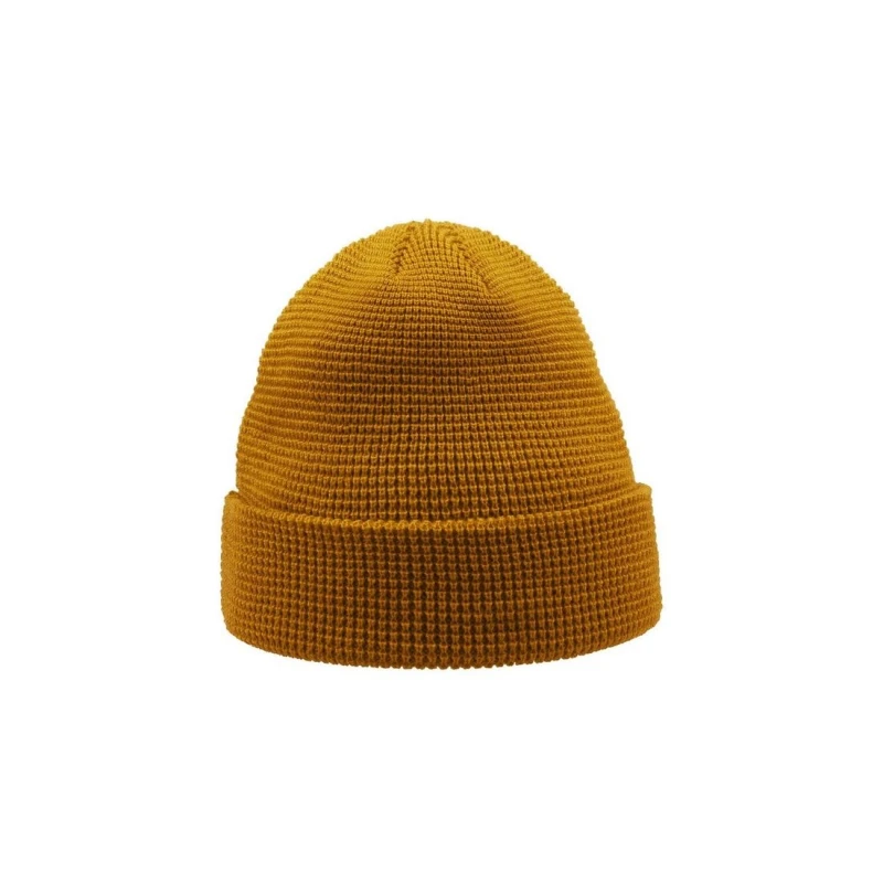 Image of Atlantis Atlantis Blog Waffle Beanie in Mustard Mustard One Size Unisex 5059958572034