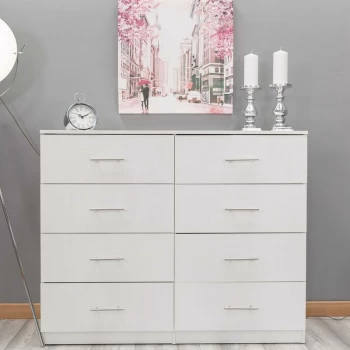 Image of Fwstyle - Helston Modern 8 Drawer Chest - Gloss White - White