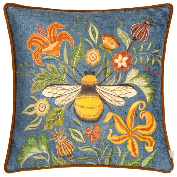 Image of Evans Lichfield Bee Square Cushion Blue