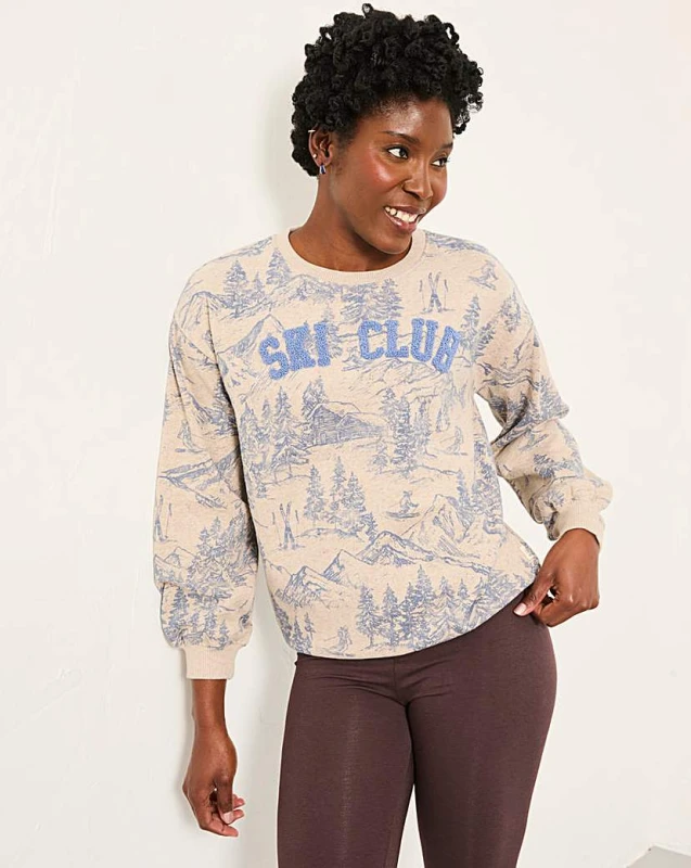 Image of FatFace Fatface Ski Club Crew Sweat Natural - FatFace - Size: 18 Natural Female 18 RF83605