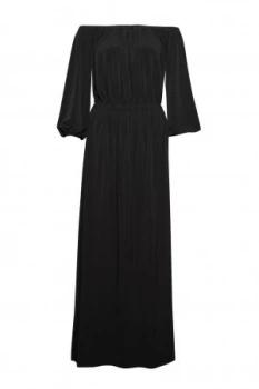 Image of French Connection Adele Drape Bardot Look Maxi Dress Black