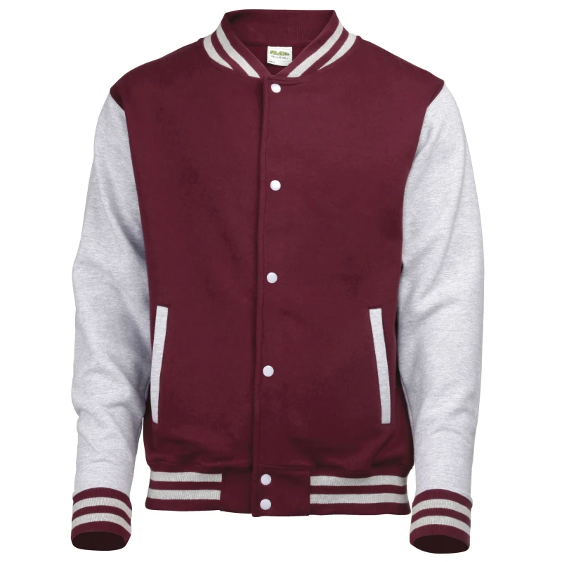 Image of AWDis Varsity Jacket in Burgundy Size: 12-13 Years Burgundy Unisex 12-13 Years