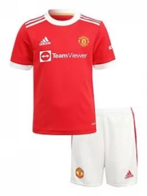 Image of Adidas Manchester United Infant 21/22 Home Mini Kit, Red, Size 2-3 Years
