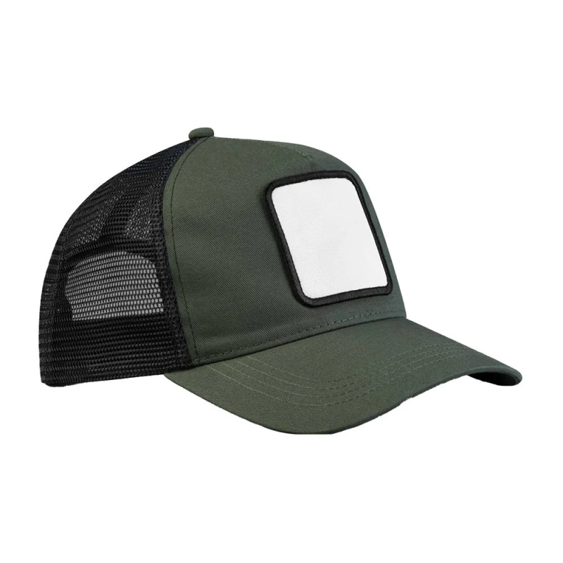 Image of Beechfield Mens Patch 5 Panel Trucker Cap in Dark Olive Dark Olive Male One Size