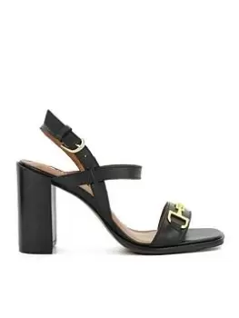 Image of Dune London Junior Smart High Stacked Block Heel - Black Leather, Black, Size 3, Women