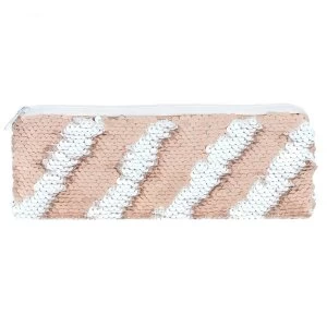 Image of Pink and White Reversible Sequin Pencil Case