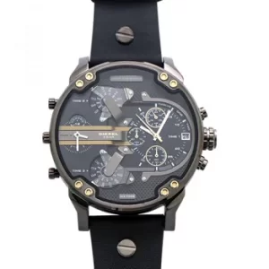 Image of Diesel Mr. Daddy 2.0 Black Dial Black Leather Mens Watch