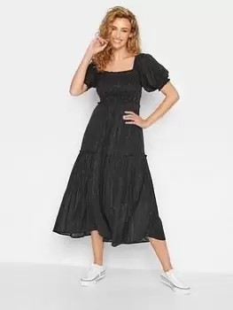 Image of Long Tall Sally Sparkly Bardot Shirred Dress - Black, Size 16, Women