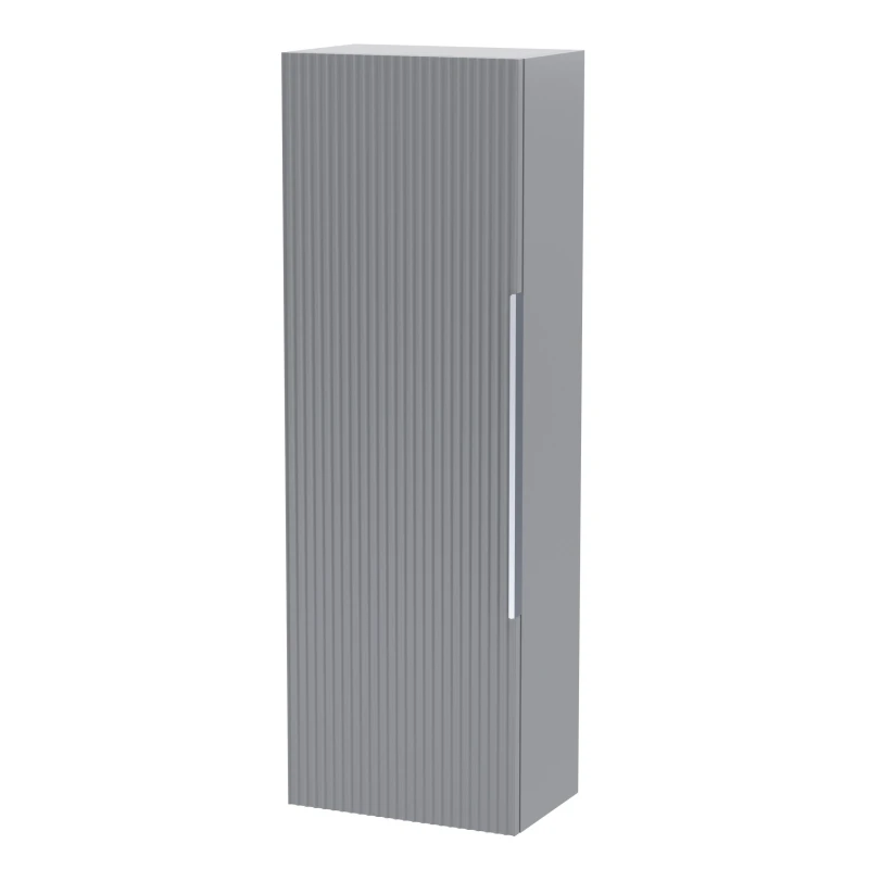 Image of Balterley Fluted 400mm Tall Wall Hung Storage Unit with Single Soft Close Door - Grey Grey Unisex
