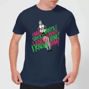Image of Elf Santa! I Know Him! Mens Christmas T-Shirt - Navy - M