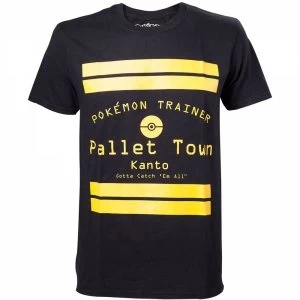Image of Pokemon Pallet Town Kanto Mens Small Black T-Shirt