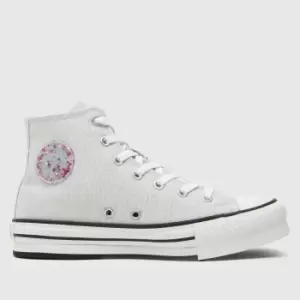 Image of Converse White & Silver Eva Lift Hi Glitter Girls Youth Trainers