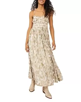 Image of Free People Charlie Bustier Metallic Floral Maxi Dress