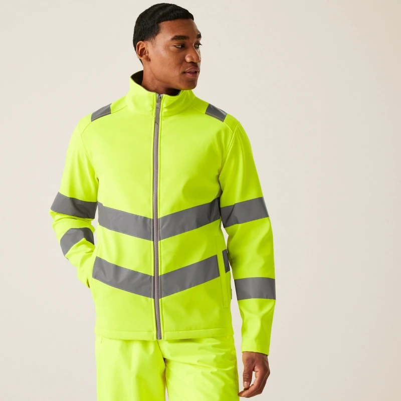 Image of Regatta Regatta Men Hi-Vis Pro Contract Ablaze Softshell in Yellow Size: large Yellow L Male 5063019699974