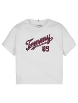 Image of Tommy Hilfiger Girls Tommy Sequins Tee - White, Size Age: 6 Years, Women