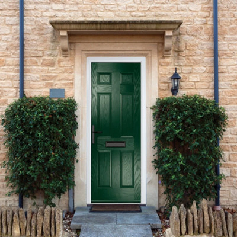 Image of Lacerta Composite Door Muirfield Solid Green 920mm X 2090mm Open In Right Hand No Glass 10 Year Guarantee - Free Delivery & Smart Lock