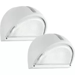 Image of 2 PACK IP44 Outdoor Wall Light White Aluminium 1x 40W E27 Bulb Porch Lamp
