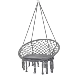 Image of Outsunny - Hanging Tassel Hammock Chair Swing Elegant Outdoor Rope w/ Cushion