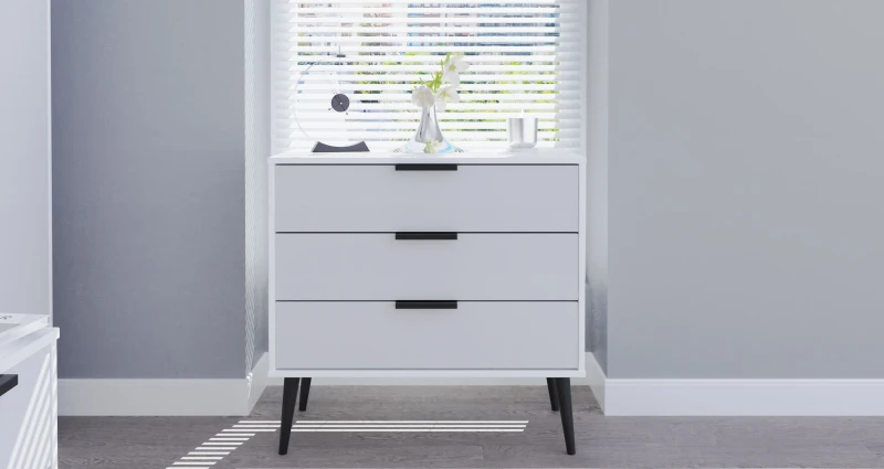 Image of Ready Assembled 2 U Fuji 3 Drawer Chest (Ready Assembled) in Mid Grey Mid Grey Unisex
