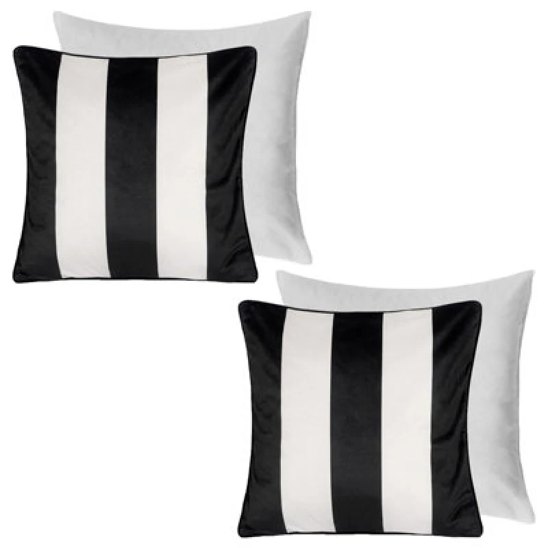 Image of OHS OHS 2 Pack Stripe Matte Velvet Filled Cushion Covers in White Size: 45cm x 45cm White 45cm x 45cm Unisex 5027434216307