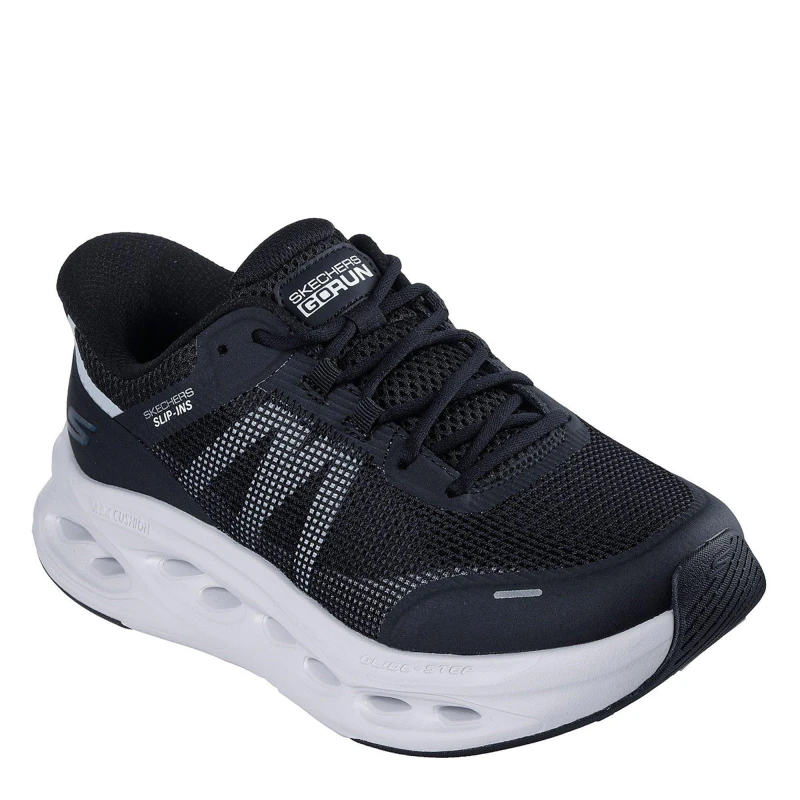 Image of Skechers Max Cushioning Glide Step Running Shoes Blk Syn/Wht Tr female 4 (37)