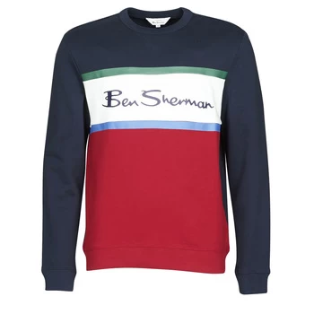 Image of Ben Sherman COLOUR BLOCKED LOGO SWEAT mens Sweatshirt in Blue - Sizes S,L
