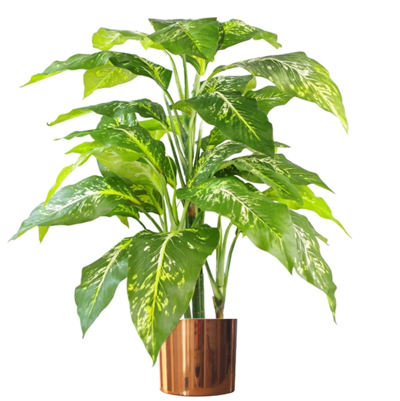 Image of Leaf 100cm Large Fox's Aglaonema Realistic Tree Artificial Plant with Copper Metal Planter Green