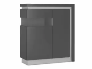 Image of Furniture To Go Lyon Platinum High Gloss and Grey Gloss 2 Door Designer Cabinet LHD Flat Packed