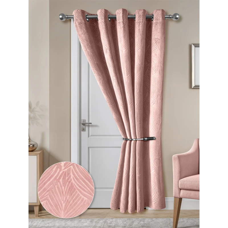 Image of Emma Barclay Eyelet Door Curtain Thermal Blackout Twilight Blush Pink unisex 168x213cm