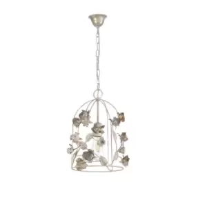 Image of Carolina Flower Design Wire Frame Pendant Ceiling Light, Ivory