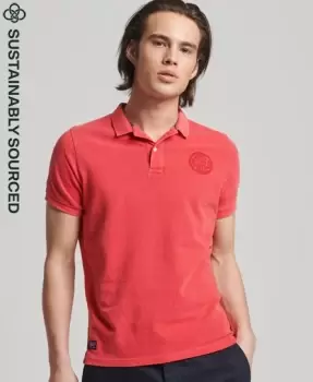 Image of Superdry Mens Organic Cotton Vintage Superstate Polo Shirt Red / Soda Pop Red - Size: S