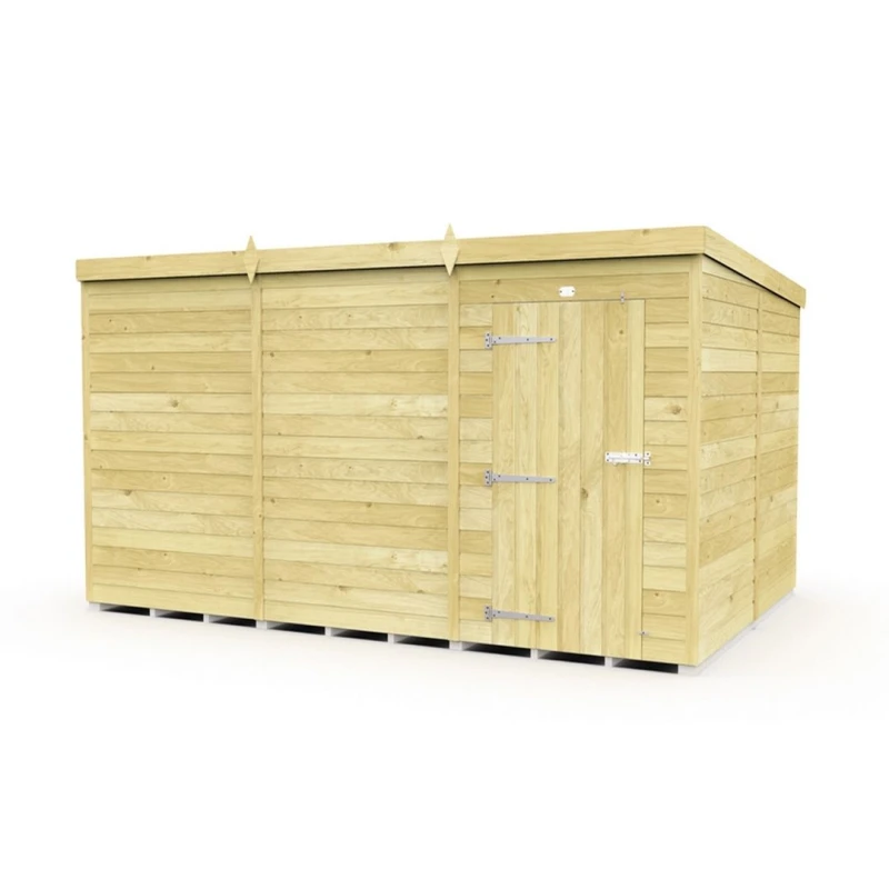 Image of Buttercup Farm 12 x 8 Feet Pent Shed - Single Door W/O Window - L231 x W358 x H201cm in Brown Brown Unisex