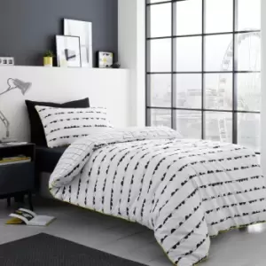 Image of Fusion - Eclipse Geometric Reversible Duvet Cover Set, Black/White, Double