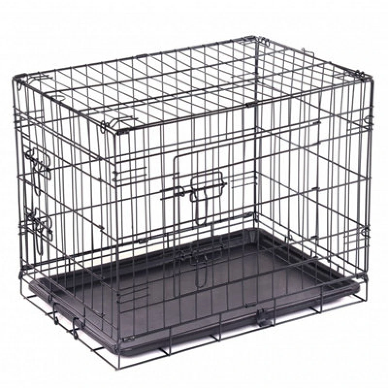 Image of Oypla Folding Metal Dog Cage Transport Crate Black
