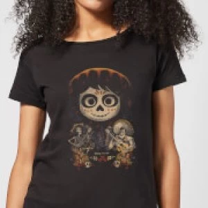 Image of Coco Miguel Face Poster Womens T-Shirt - Black - M
